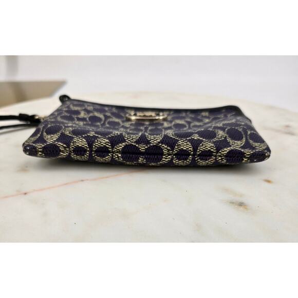 Coach Signature Jacquard Wristlet Deep Purple & Tan - Picture 7 of 7